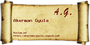Akerman Gyula névjegykártya
